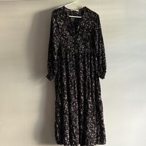Zara Black Floral Long Sleeve Dress